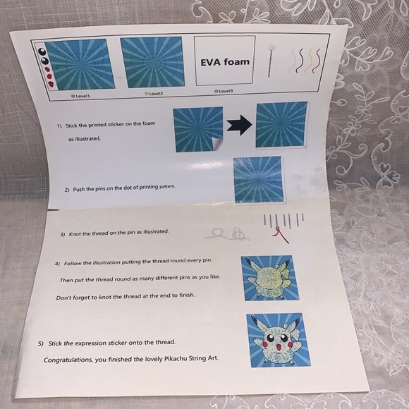 Vintage lovely Pikachu String Art Kit Pokemon sticker - Picture 9 of 9